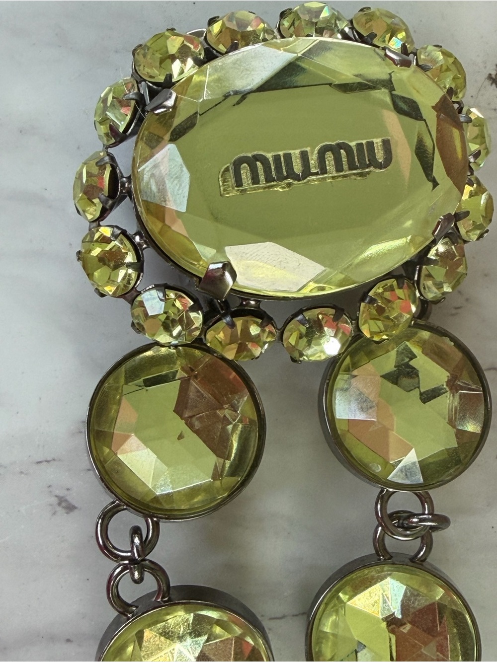 Miu Miu Lime Crystal Statement bracelet - Picture 5 of 6